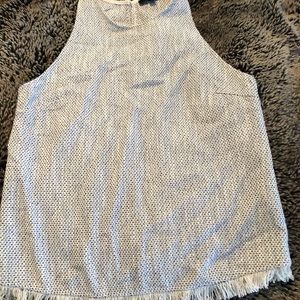 Tweed tank top with fringe at the bottom